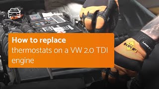 How to replace the Thermostat on a VW 20 TDI engine [upl. by Tibbs]