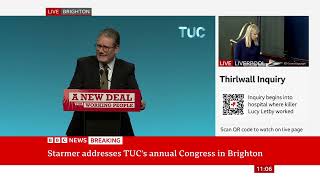 Commie PM Keir Starmer speech to the TUC conference 10Sept24 [upl. by Ehctav]