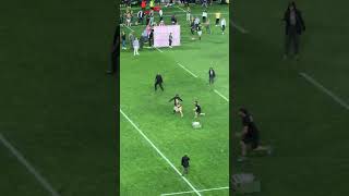 Pitch Invaders Get Tackled During Ceremony [upl. by Minier]