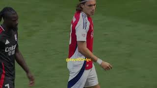 Riccardo Calafiori Arsenal Debut vs Lyon [upl. by Jaenicke]