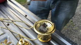 How to prepare and use a hanging incense burner censor with frankincense [upl. by Laundes954]