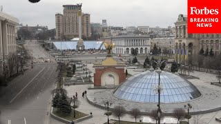 Ukraine National Anthem Plays In Kyiv On Loudspeakers [upl. by Edny]