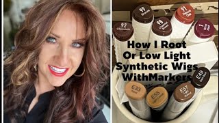 How I Add Roots or Low Lights to Synthetic Wigs with Markers [upl. by Atsok852]