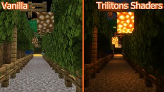 Minecraft  Vanilla vs Trilitons Shaders [upl. by Nosirb]