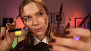 ASMR Measuring Tweezing amp Microblading Your Eyebrows Professional Beautician RP  SleepAid [upl. by Pentha]