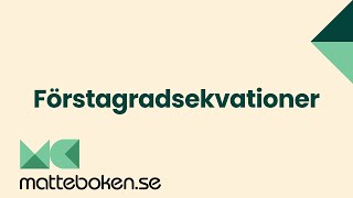 Förstagradsekvationer [upl. by Arutek]