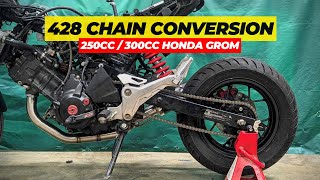 How to  Chain Roller Delete  428 Chain Conversion  Swapped Honda Grom [upl. by Gardy]