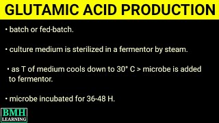 Production Of Glutamic Acid  Industrial Production Of Glutamic Acid [upl. by Notwal605]