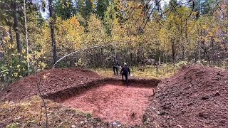 BUILDING a large DUGOUT in the wild FOREST LIVE 3 days in A WARM TENT OFF GRID [upl. by Wilsey]