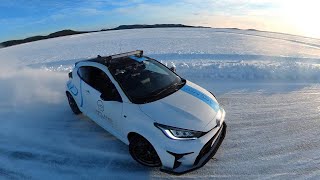 Toyota Yaris GR drifting in Lapland Ice Driving track [upl. by Anivla134]