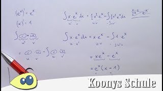 Integral x·ex  partielle Integration Standardaufgabe vorgerechnet Analysis [upl. by Netsua]