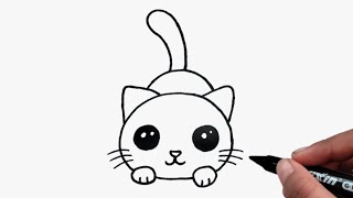 How To Draw A Cat Very Easy  Cat Drawing For Kids [upl. by Eelegna]