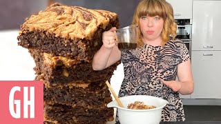 Bakeoffs Briony May bakes flourless Chocolate and Peanut Butter Brownies  Good Housekeeping UK [upl. by Annawit]