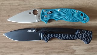 Cold Steel AD15 Black vs Spyderco Manix 2 Lightweight size comparison [upl. by Ateuqahs]