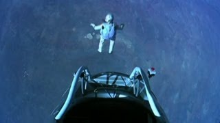 Austrian breaks sound barrier in record space jump [upl. by Obmar629]