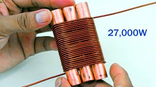 Top05 Free Energy 220V Generator in YouTube Transformer Copper coil first electric Energy Generator [upl. by Atikihc633]