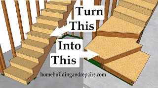 How To Convert Bottom of Straight Stairway To Three Step Winder  Easy Home Remodeling Tutorial [upl. by Socrates]