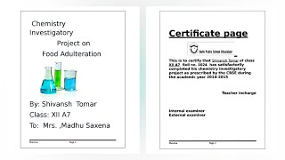 Chemistry investigatory project file on Food Adulteration for class 12th  PDF  Become unique ☑️ [upl. by Oirevlis]