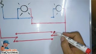 Paano mag drawing ng schematic diagram sa Three way switch ng dalawang ilaw [upl. by Elbag256]