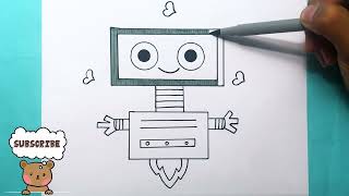 Cute Robot Drawing and Coloring  Easy Tech Drawing Tutorial For Kids [upl. by Llenrag]