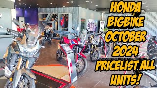 Kompletong Presyo ng mga Bigbike ni Honda Ngayong October 2024 [upl. by Barnett]