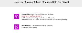 Using DynamoDB and DocumentDB for Generative AI  AWS AI Practitioner AIFC01 [upl. by Jp]