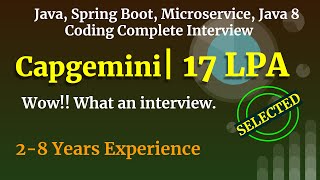 Capgemini Java Interview 2024  Java  Spring Boot  Microservices  Database [upl. by Smalley]