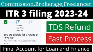 Income tax returnITR 3 online filing 202324 for LIC commission agentfreelancer or brokerage [upl. by Prussian]