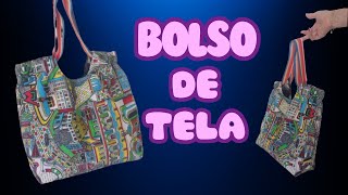 Como hacer un BOLSO DE TELA lona muy fácil paso a paso [upl. by Amelina]