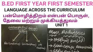 BED FIRST YEAR  FIRST SEMESTER  LANGUAGE ACROSS THE CURRICULUM கலைத்திட்டம் முழுவதிலுமுள்ள மொழி [upl. by Honeyman]