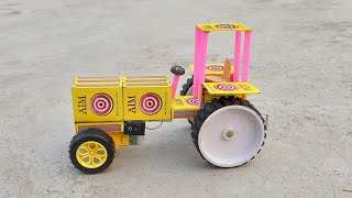 how to make a tractor at home from matchbox  Diy Tractor dj  mini tractor toy [upl. by Moselle]