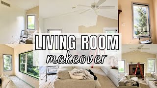 LIVING ROOM MAKEOVER PART 1  ROOM MAKEOVER 2022  PAINTING TIPS AND TRICKS FOR BEGINNERS [upl. by Macrae713]