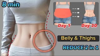 Exercise for Belly amp Thighs  8 min Body Slimming  Reduce Belly Fat and Slim Big Thighs [upl. by Damek135]