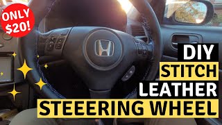 DIY Leather Steering Wheel Restitching for ONLY 20 [upl. by Ennagroeg]