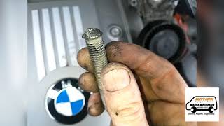 BMW 320i E90 Auxiliary Drive Belt Serpentine tensioner bolt snapped broken off removal replacement [upl. by Ylrevaw]