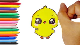 How to Draw a Cute Chick  Easy and Simple Drawing Tutorial [upl. by Emmit40]