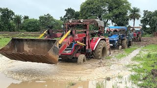 Mahindra Arjun 605 Loader Loading Mud 2 Tractor With Trolley Fully Sonalika Di35 and Mahindra 575 [upl. by Eaton]