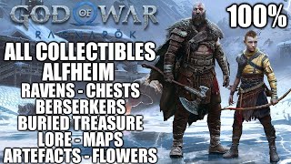 God Of War Ragnarok Alfheim All Collectibles Guide  All Ravens Chests Favours Artefacts etc [upl. by Les]