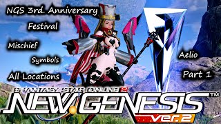 Pso2NGS 2024 3rd Anniversary Halphas Origin Festival Mischief Symbols All Locations Aelio Part 1 [upl. by Ciri]