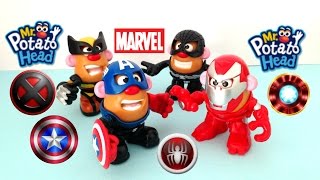 Mr Potato Head Mixable Mashable Heroes Iron Man Captain America Spider man Wolverine toys [upl. by Viviyan687]