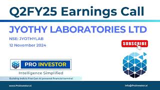 Jyothy Laboratories Ltd  Q2FY25  Earnings Conference Call  earningcall concall jyothylabs [upl. by Aitetel]