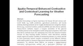 Spatio Temporal Enhanced Contrastive and Contextual Learning for Weather Forecasting [upl. by Federico959]