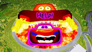 Lightning McQueens Epic Escape crazy amp Spider Car Chases Action in BeamNGDrive [upl. by Dnumsed]