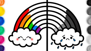 Dibuja y Colorea un ARCOIRIS feliz vs triste 😀🌈😢 Videos para niños [upl. by Chickie]