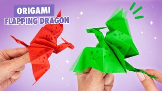 Оригами Дракон из бумаги машущий крыльями  Origami Flapping Paper Dragon [upl. by Cilka201]