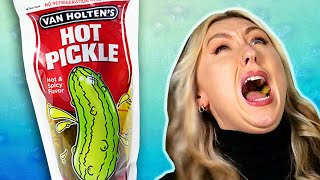 Irish People Try Giant Van Holtens Pickles [upl. by Aiuqes]