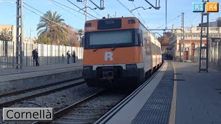 Cornellà R1  R4  Rodalies Barcelona  Renfe 447  2016 [upl. by Enyad]