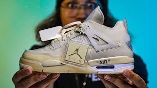 OffWhite x Jordan 4 Sail  DHgate Unboxing and Review [upl. by Landri]