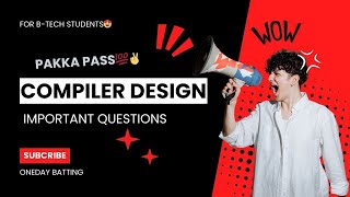 Compiler Design important questions  CD important questions R20 JNTUK JNTUA JNTUH [upl. by Laszlo128]