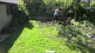 Tilling The Lawn With A TroyBilt Tiller Backyard Landscaping [upl. by Martita]